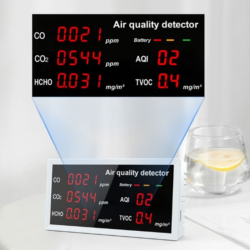 Air Quality Detector Monitor Accurate Tester With CO CO2 HCHO AQI TVOC Sensor Multifunctional Air Gas Detector Real Time