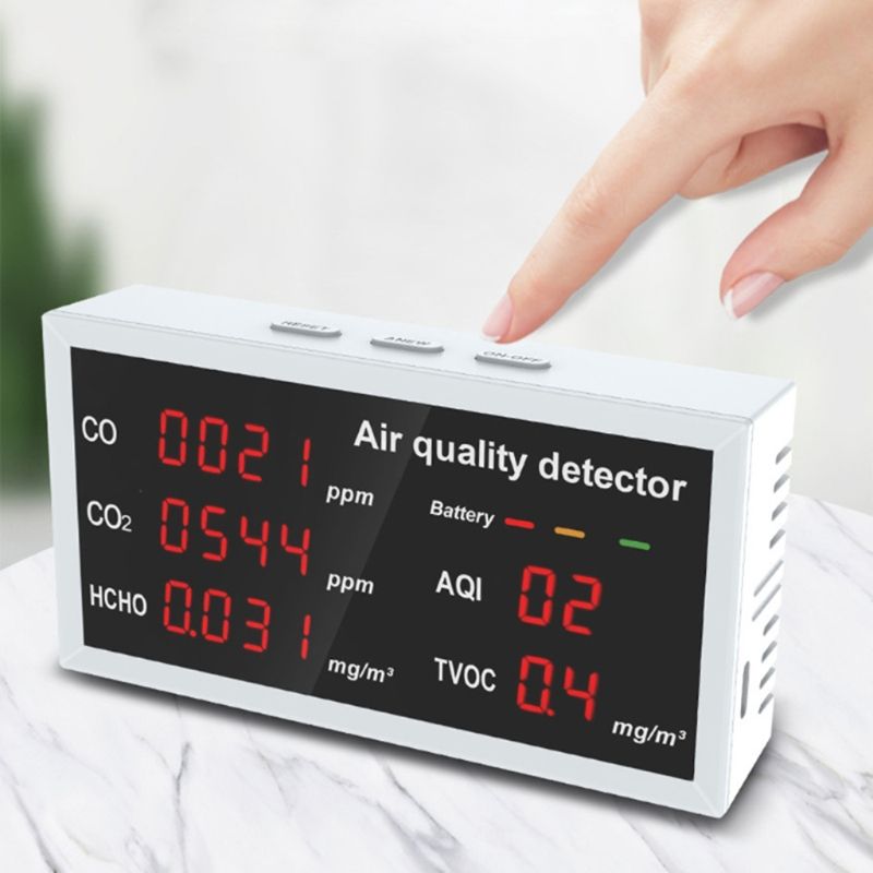 Air Quality Detector Monitor Accurate Tester With CO CO2 HCHO AQI TVOC Sensor Multifunctional Air Gas Detector Real Time