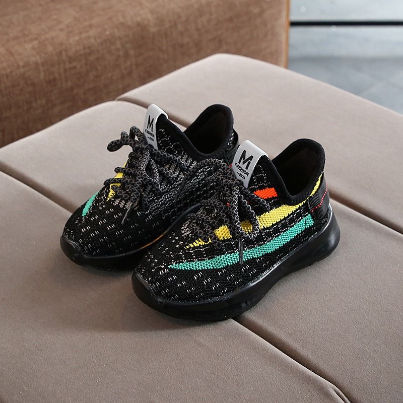 Boy Girl Unisex Colourful Sneakers - Black