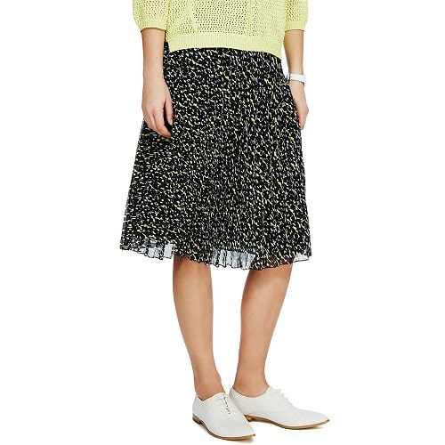 Abstract Print Pleated A-line Skirt