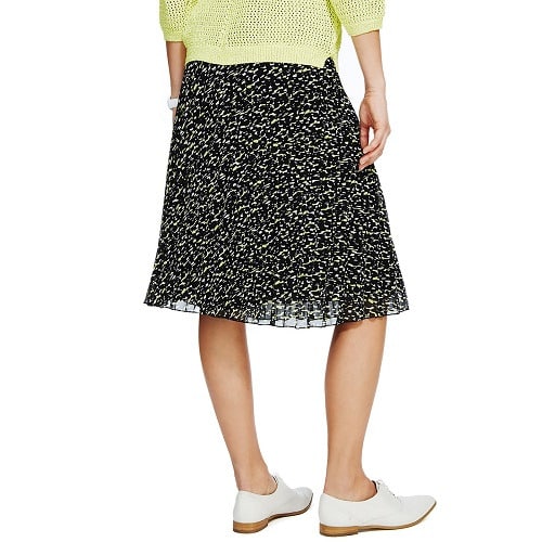 Abstract Print Pleated A-line Skirt