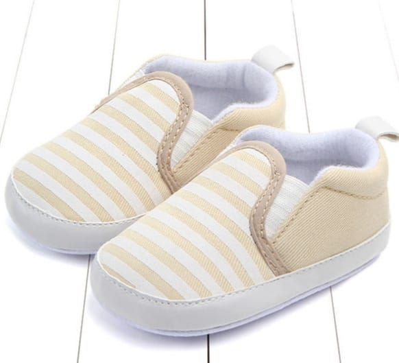 Unisex Striped Lovely Baby's Shoes - Cream