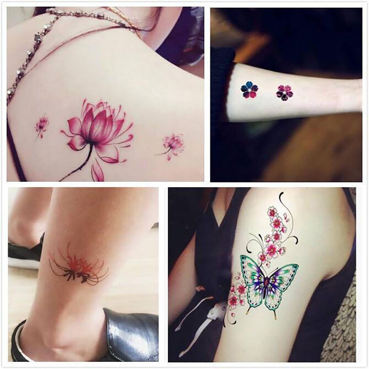 Tattoo Stickers for Collarbone 66pcs Elegant Floral Butterfly