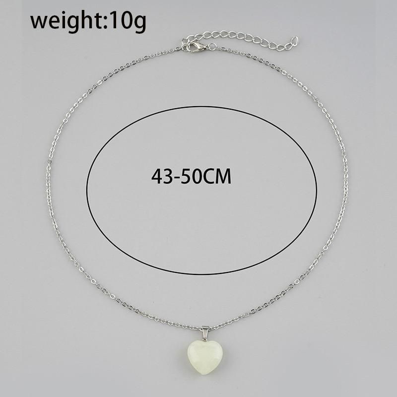 New Simple Luminous Beads Necklace Glowing Night Round Star Heart Pendant Glow In The Dark Necklace for Men Women Hallowen Gifts