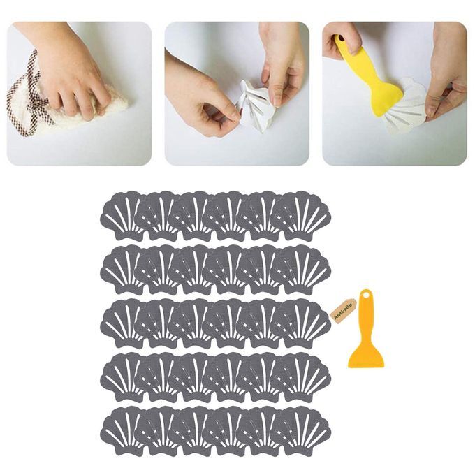 30 Pieces Non Slip Stickers With Scraper Anti Skid For Slippery Gray