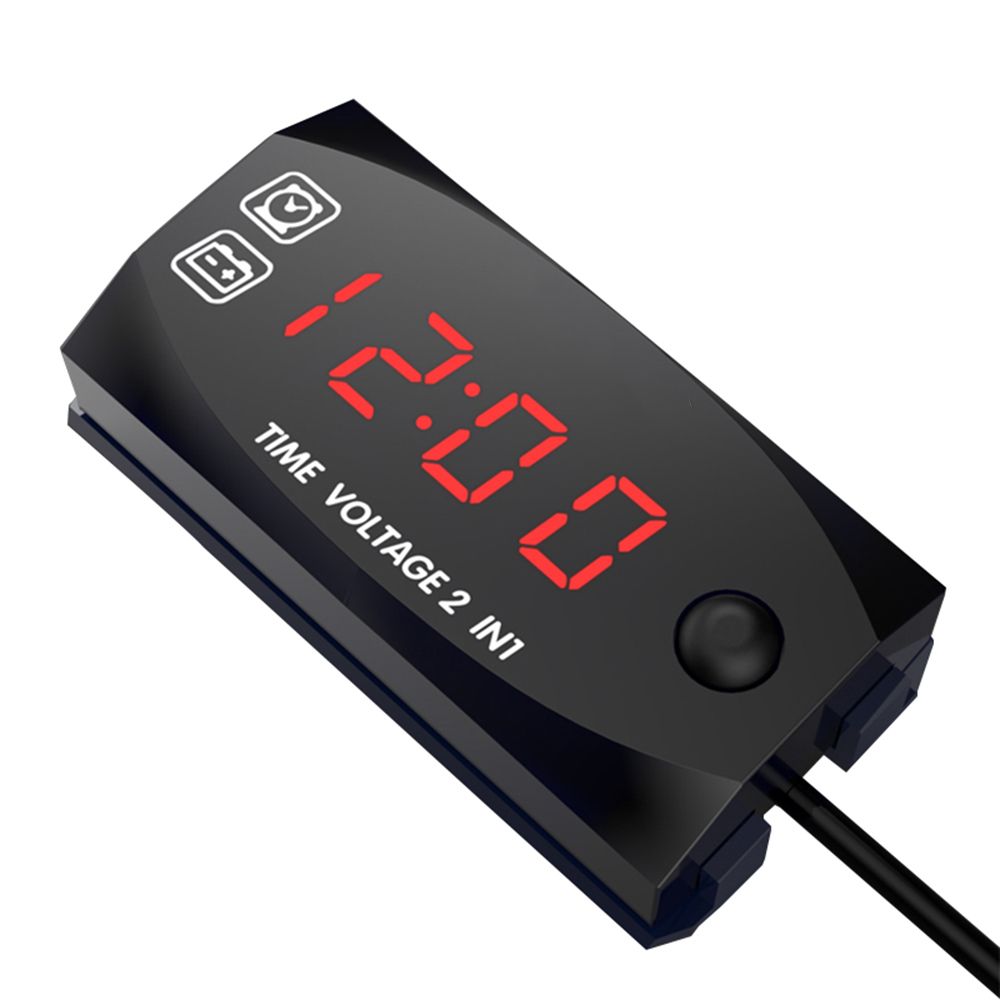 Motorycycle DC 6V-30V 2 In 1 Digital Time Clock Voltage