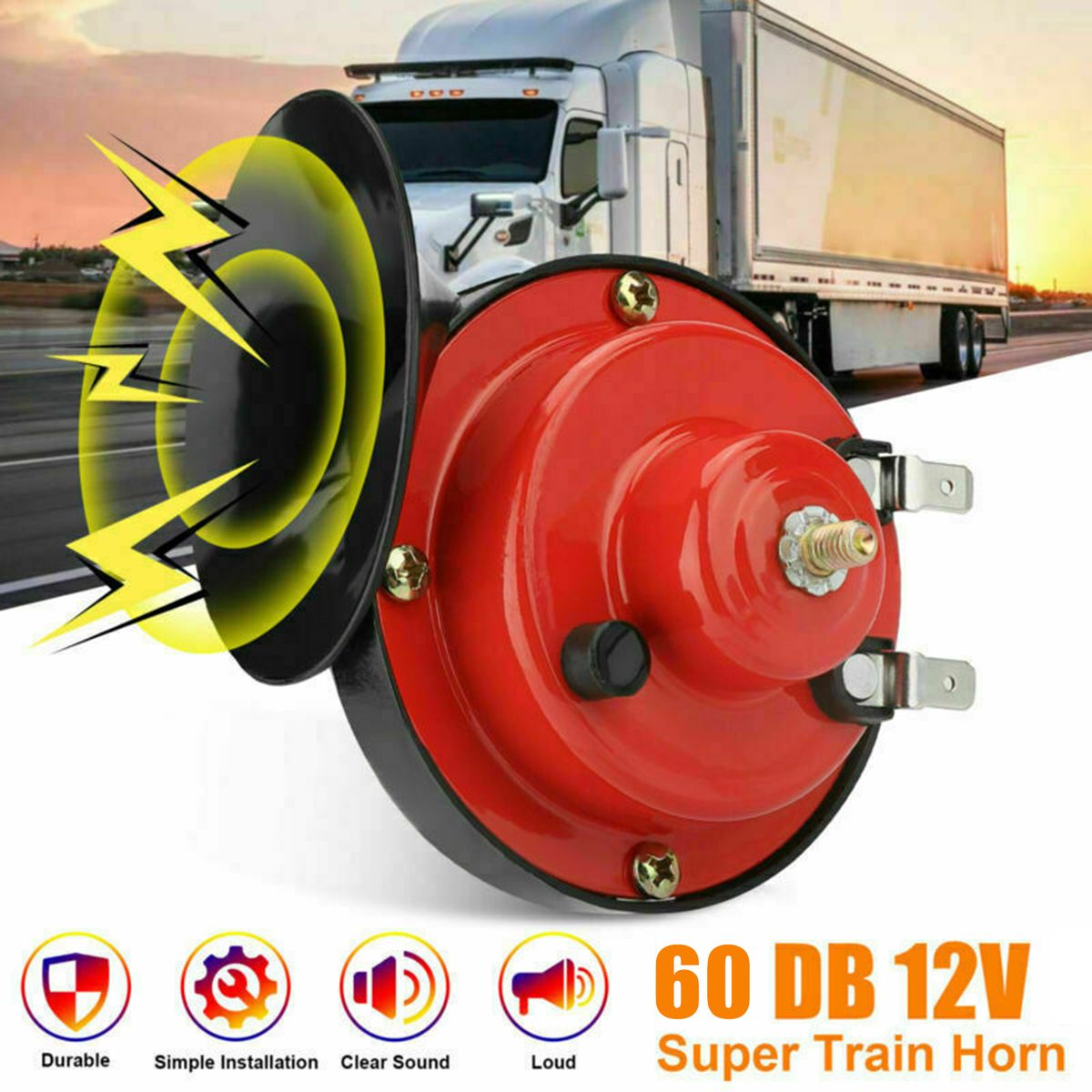 12-V 60dB Train Horn Waterproof For Motorcycle Truck Train