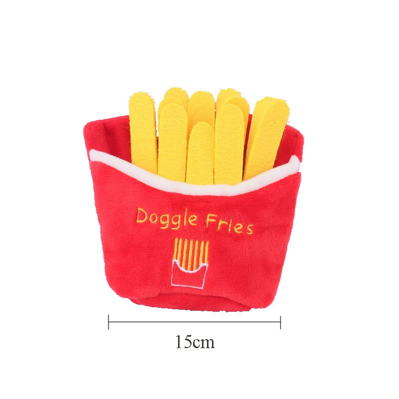 Cute Pet Plush Toy Creative French Fries Burger Meat Funny