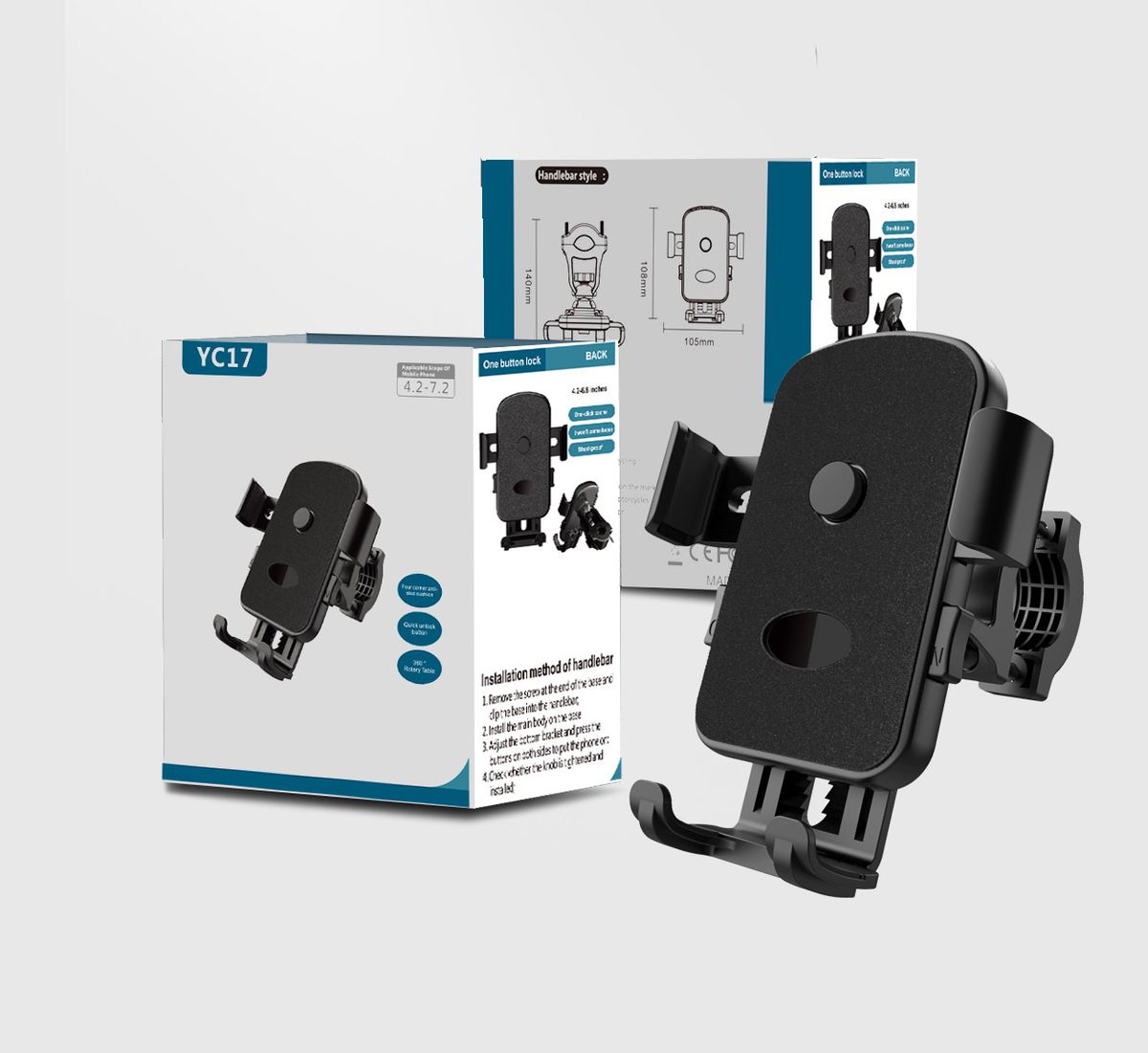 Black electric vehicle motorcycle phone bracket cycling bike phone riding holder - handlebar style