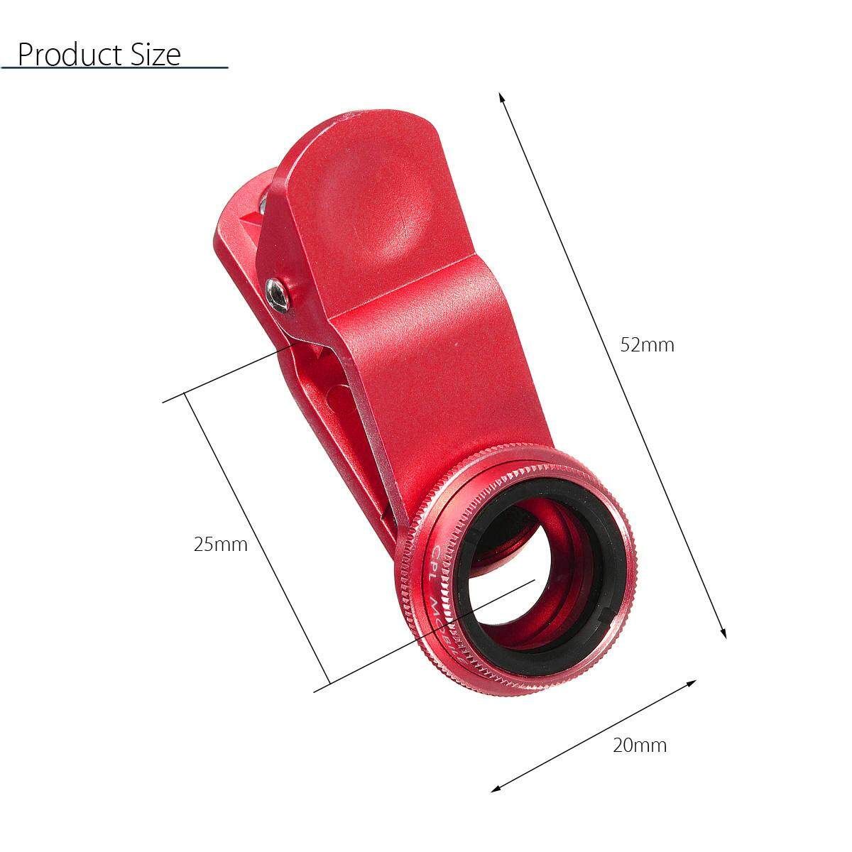 8-in-1 Super Fisheye With Wide Angle Microphone Lens Kit For Universal Cell Phones Red