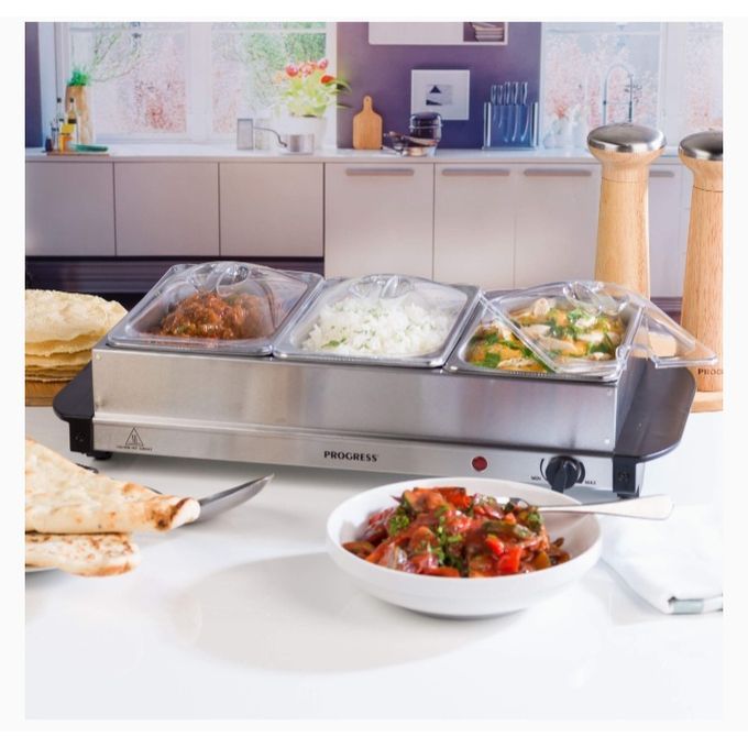 3 Pan Buffet Server & Plate Warmer, 4.5L - 200W