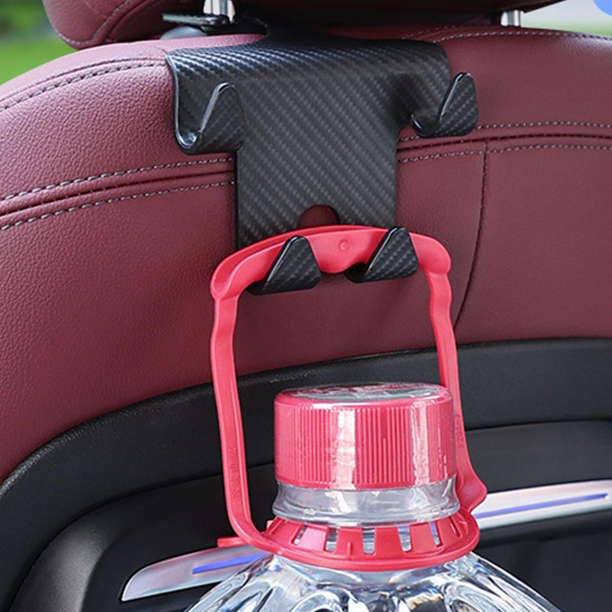 Headrest Mount Hook Carbon Fiber Car Headrest Hook for Auto Black
