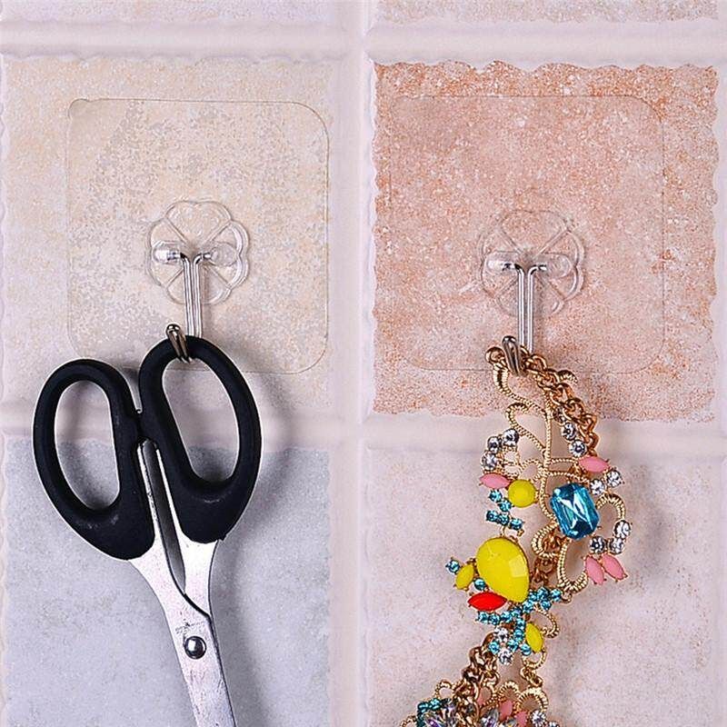 6PCs Strong Transparent Suction Cup Sucker Wall Hooks Hanger For Kitchen Bathroom Holder Accessories Wall Storage Hangers