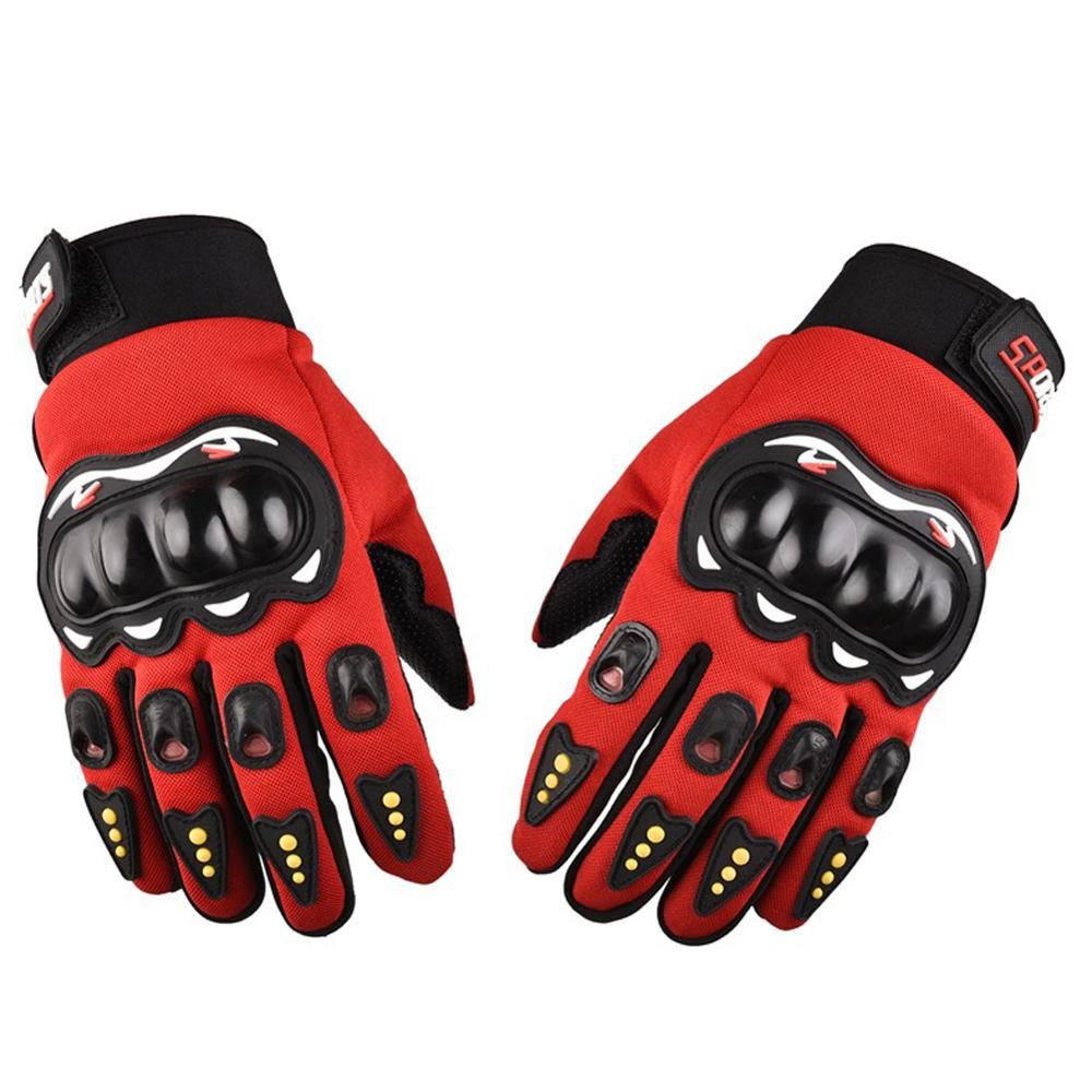 Motorcycle Man Women Glove Moto PVC Touch Screen Breathable Powered Motorbike Racing Riding Bicycle Protective Gloves Winter-Full Finger Red