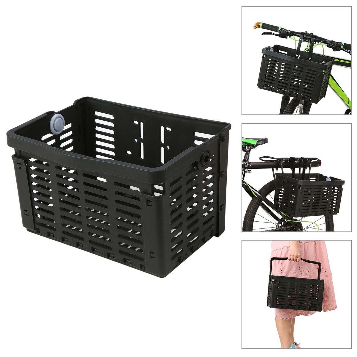 Folding Bike Basket Detachable Plastic Bike Handlebar Front
