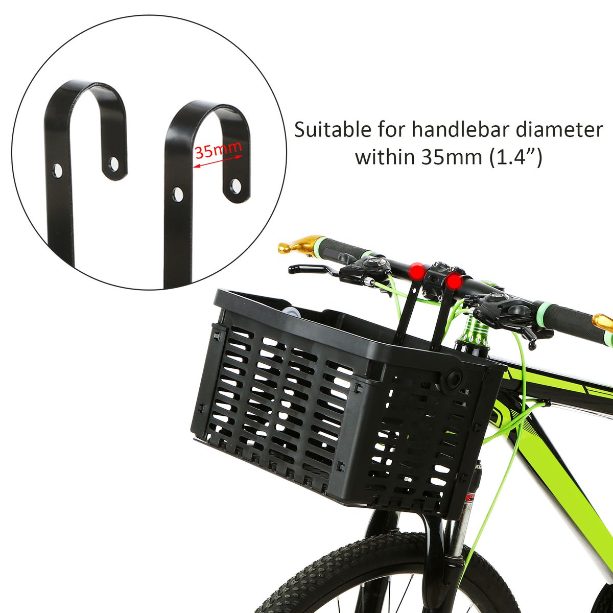 Folding Bike Basket Detachable Plastic Bike Handlebar Front