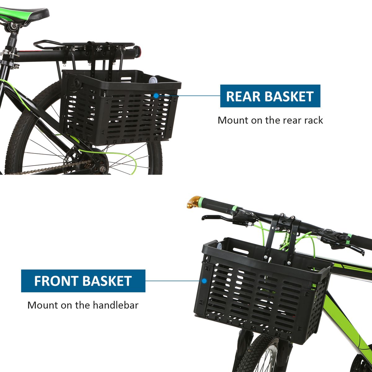 Folding Bike Basket Detachable Plastic Bike Handlebar Front