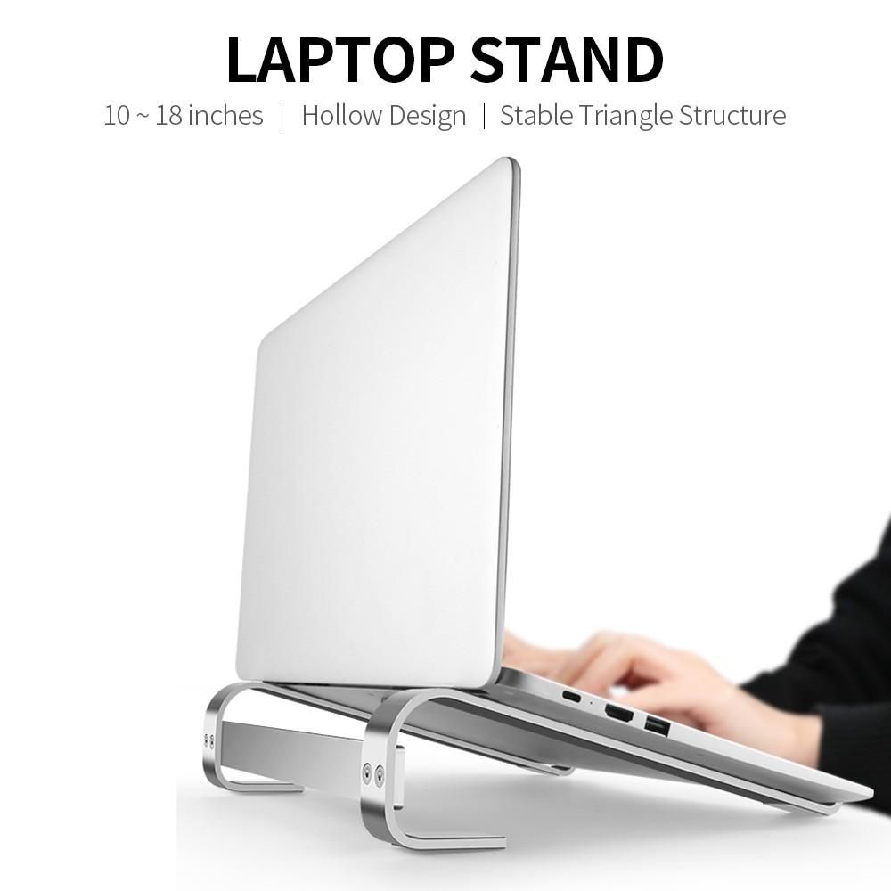 Thickened Aluminium Alloy Laptop Stand Universal Laptop Holder for 10-18in Laptops Hollow Design Stable Triangle Design, Silver