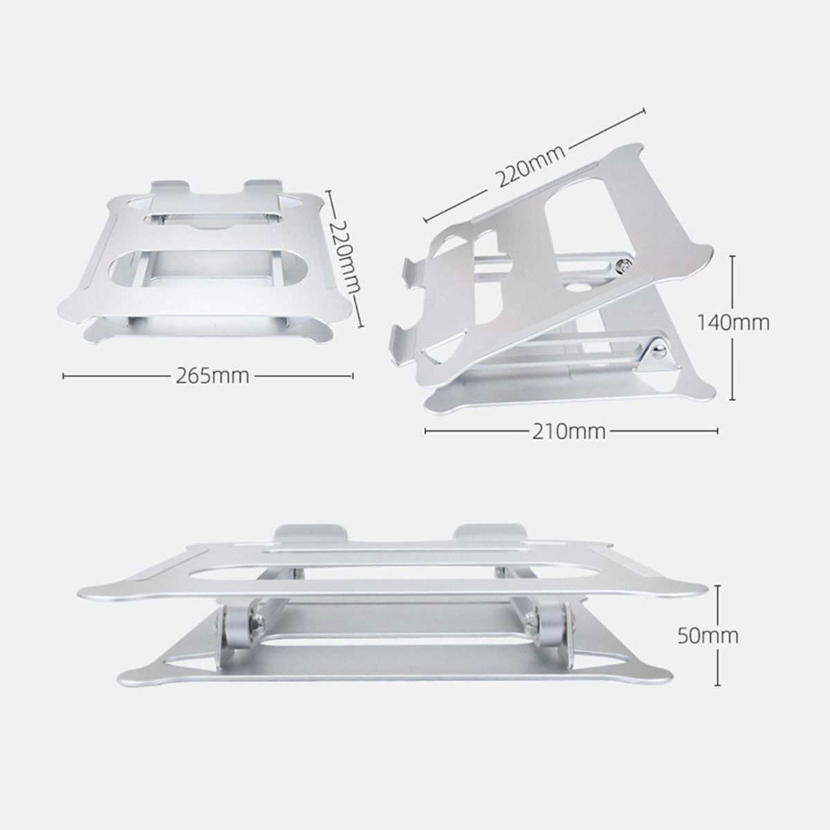 Adjustable Laptop Stand Portable Folding Aluminum Alloy Non-slip Height and Angle Adjusted Support 10''-15.6'' Laptop Tablet Bracket Riser Holder Computer Stand Silver