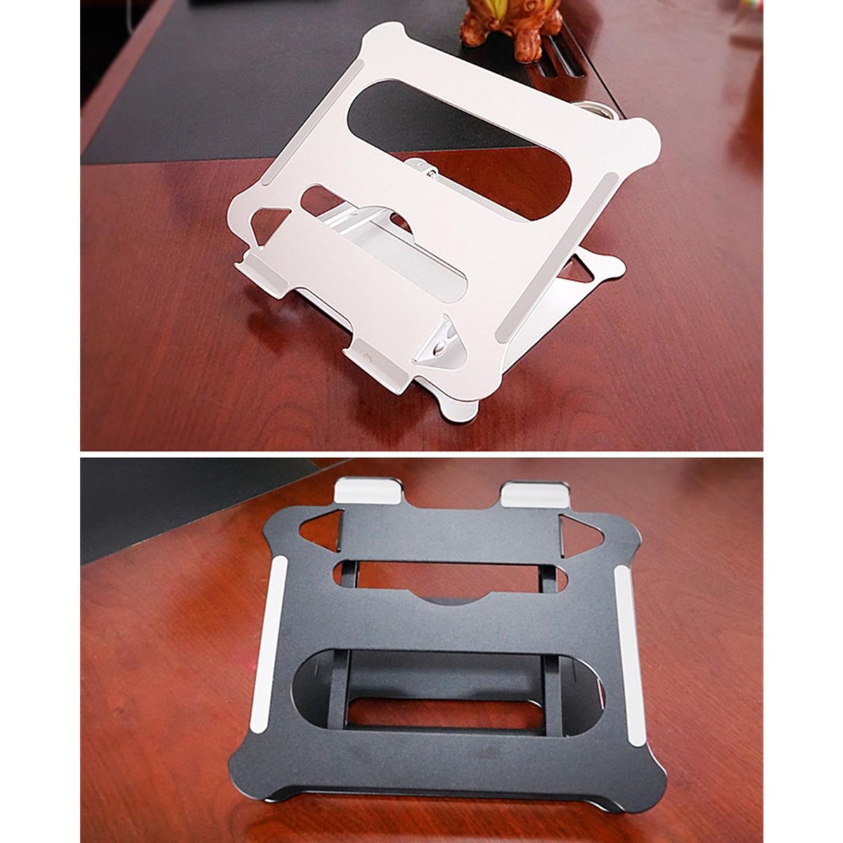 Adjustable Laptop Stand Portable Folding Aluminum Alloy Non-slip Height and Angle Adjusted Support 10''-15.6'' Laptop Tablet Bracket Riser Holder Computer Stand Silver