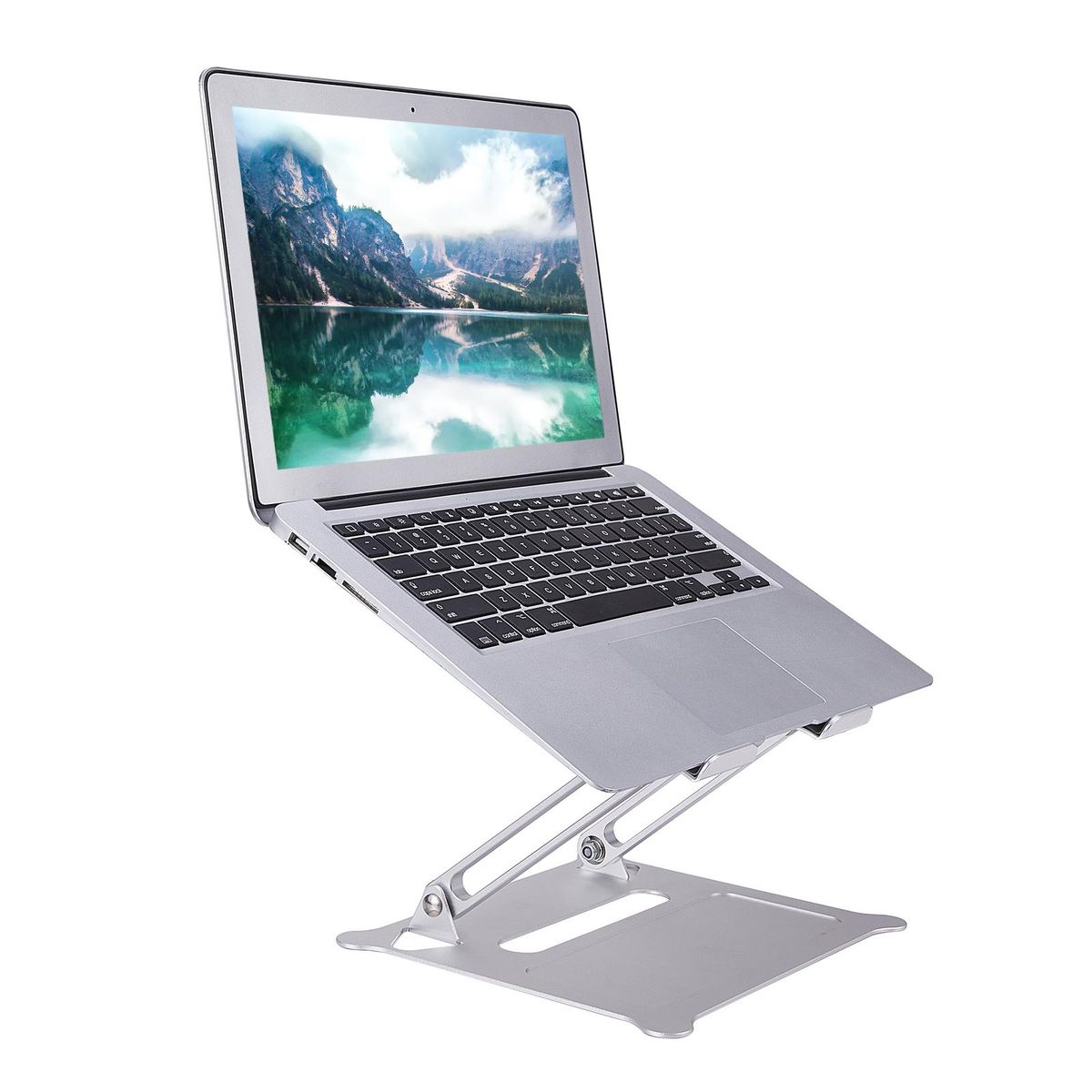 Adjustable Laptop Stand Portable Folding Aluminum Alloy Non-slip Height and Angle Adjusted Support 10''-15.6'' Laptop Tablet Bracket Riser Holder Computer Stand Silver