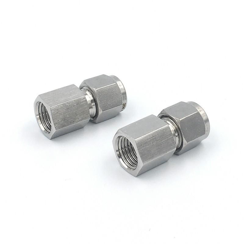 Spot Supply 304 Stainless Steel Straight-through Internal Thread Ferrule Connector Internal Thread Bite Type Fittings Pressure Gauge Card
