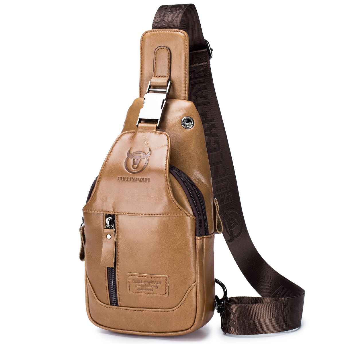 Men's Leather Sling Bag Waterproof Crossbody Pack Chest