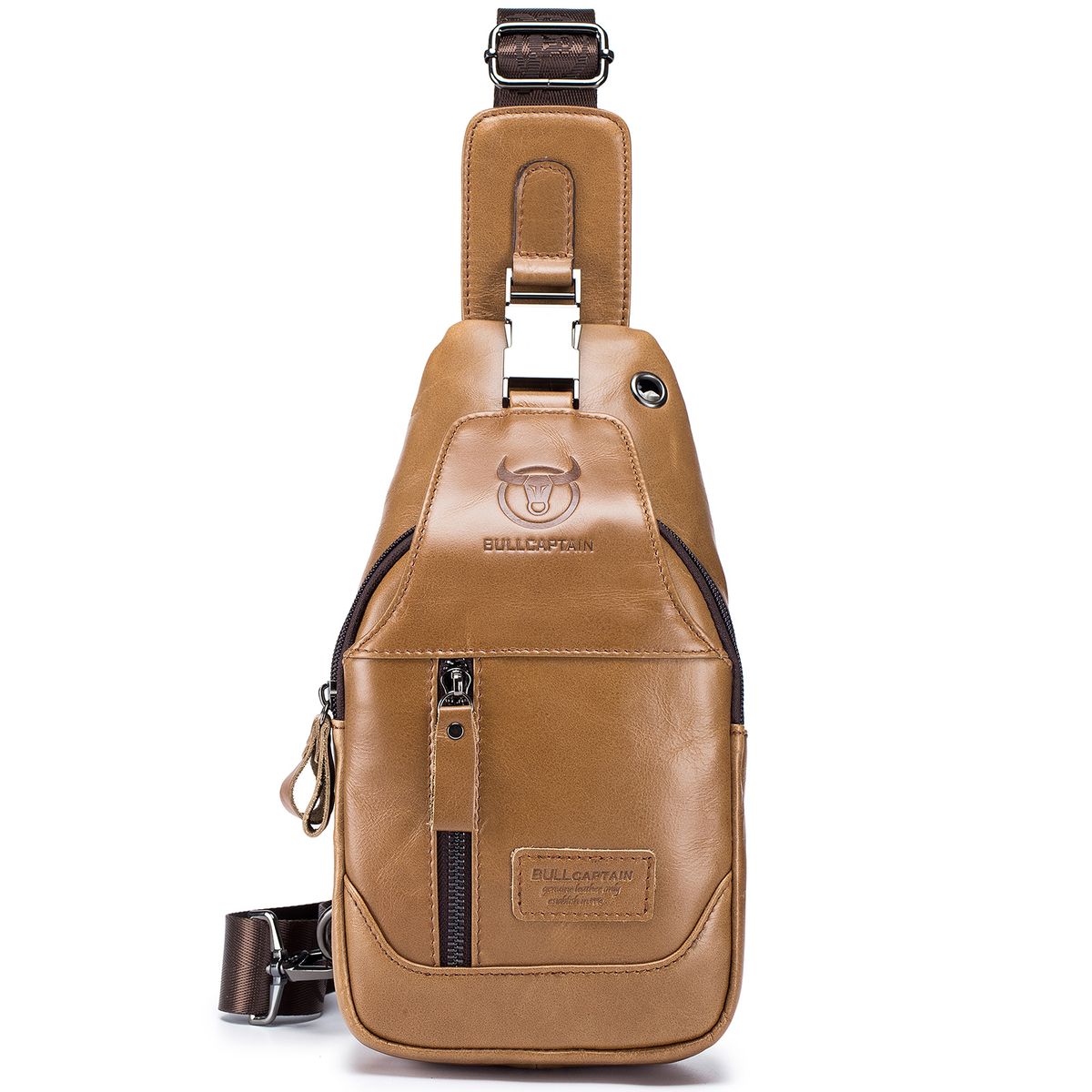 Men's Leather Sling Bag Waterproof Crossbody Pack Chest