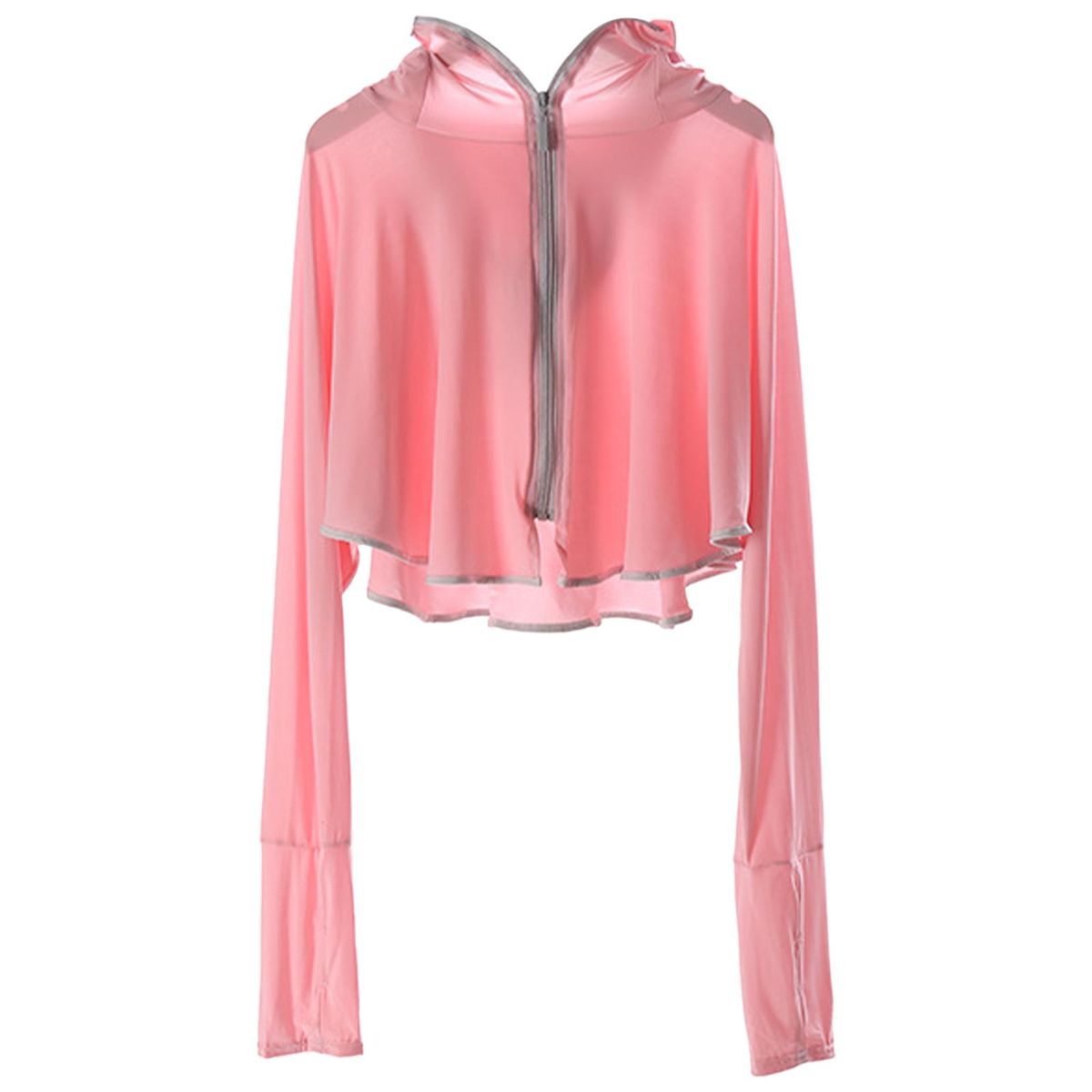 Thin Women Sun Protection Clothing Shirt Hooded Summer Full Zip Pink