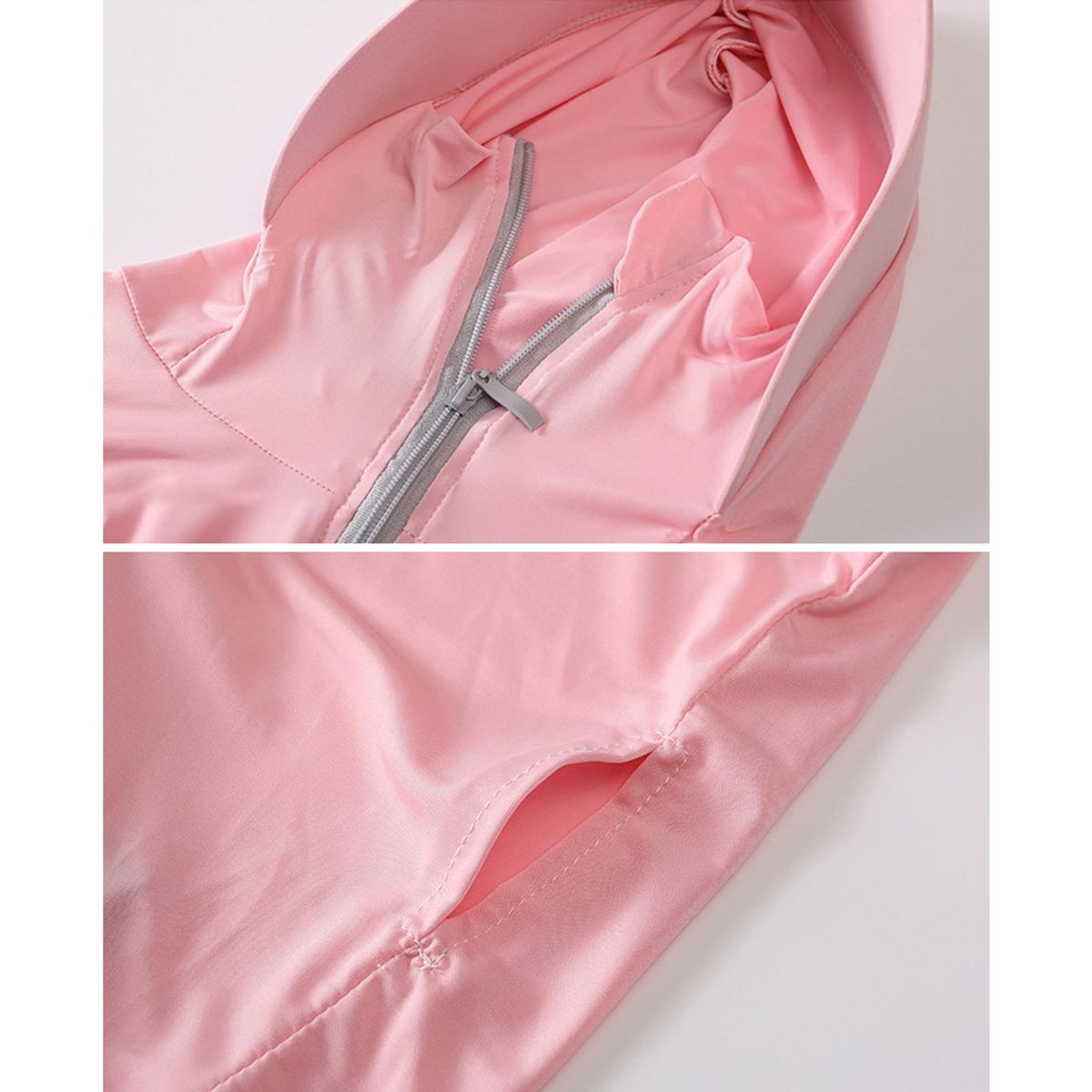 Thin Women Sun Protection Clothing Shirt Hooded Summer Full Zip Pink