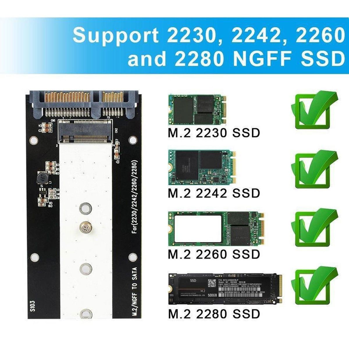 M.2   SSD To USB 3.0 Case Support  M.2 2280 2260 2242 Gray