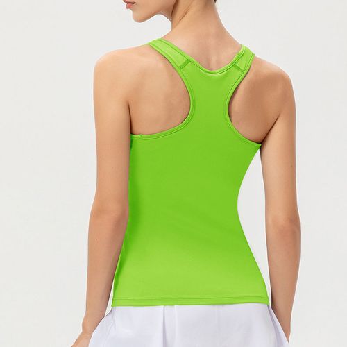 Women Workout Tops Yoga Running Sleeveless Gym Tank Sport Vest（Green）