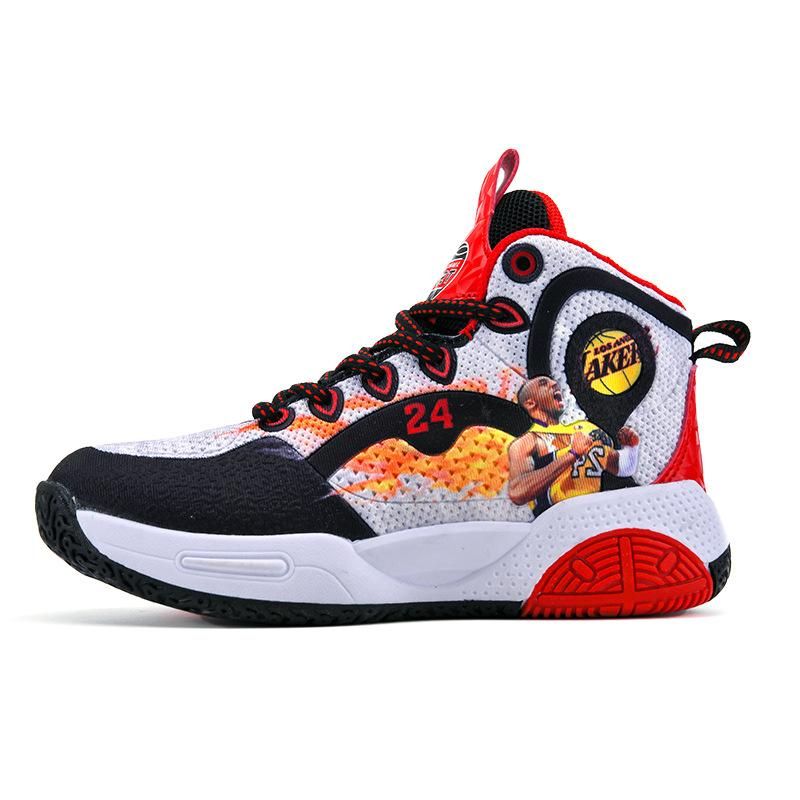 Boys Basketball Shoes Printed Pattern Sneakers Red