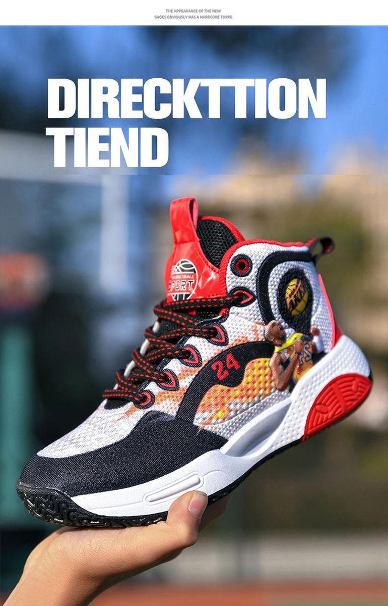 Boys Basketball Shoes Printed Pattern Sneakers Red