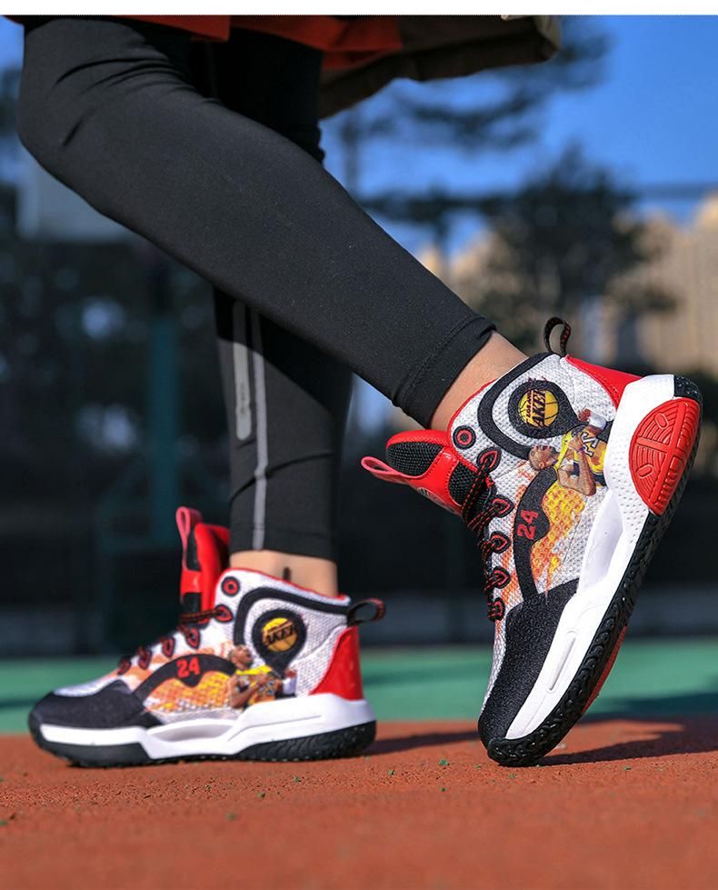 Boys Basketball Shoes Printed Pattern Sneakers Red