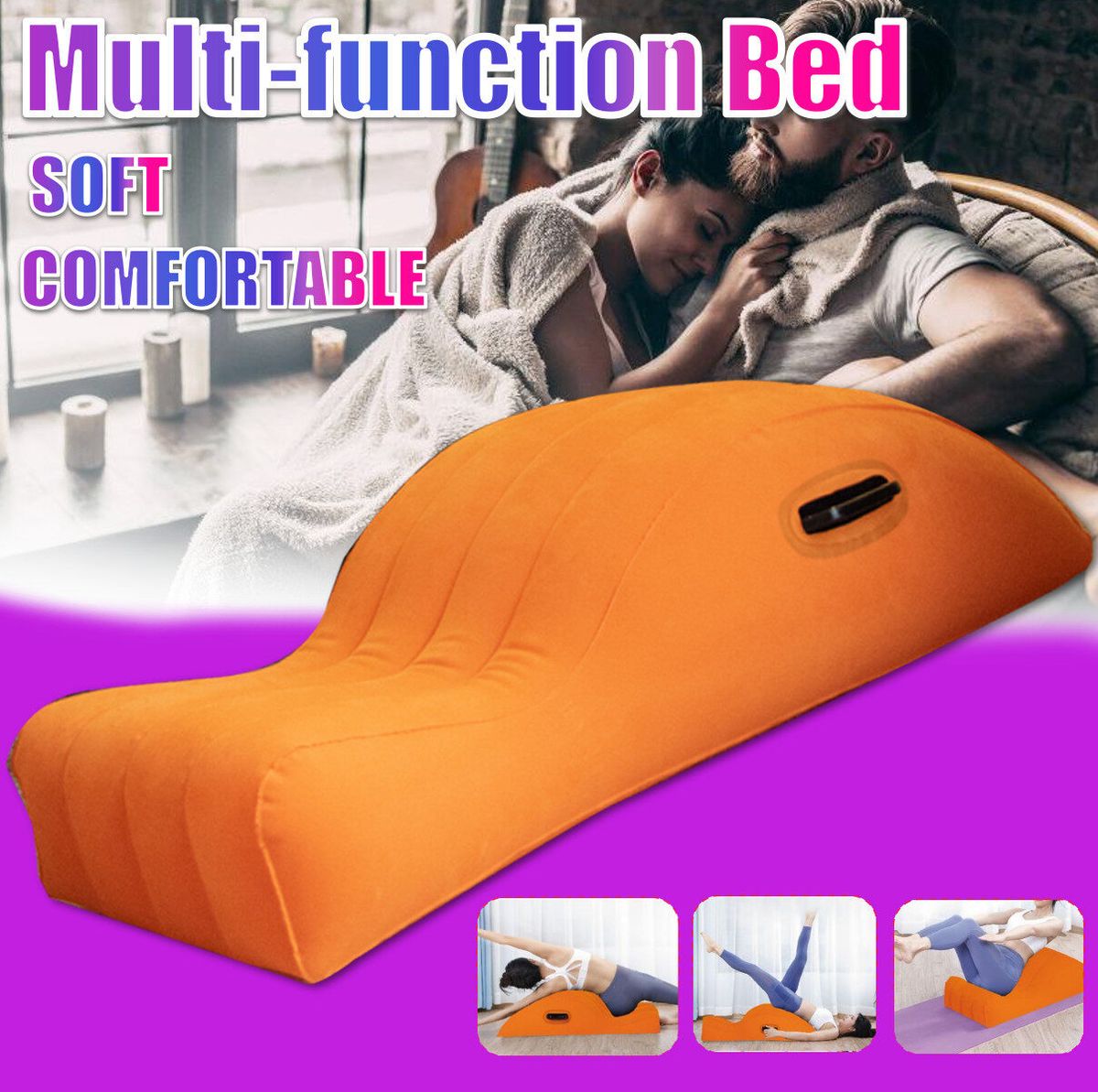 Multifunctional Inflatable Sofa Bed Cushion Aid Wedge PVC Flocking Chair Furniture Game Toys