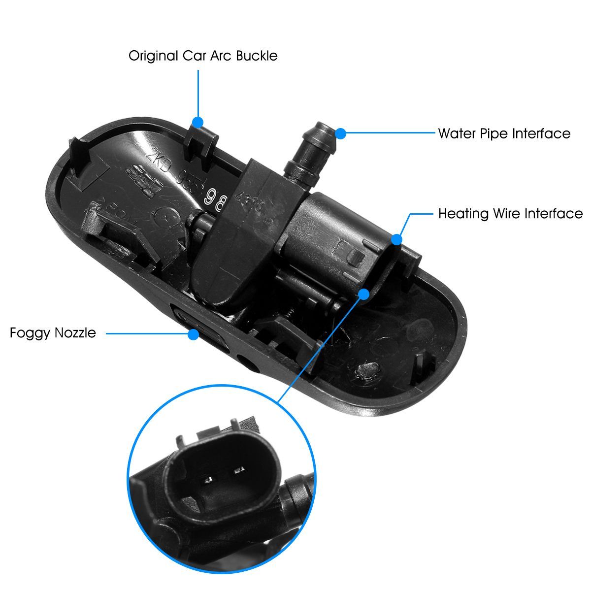 Pair Car Windshield Washer Nozzle Jet With Heating