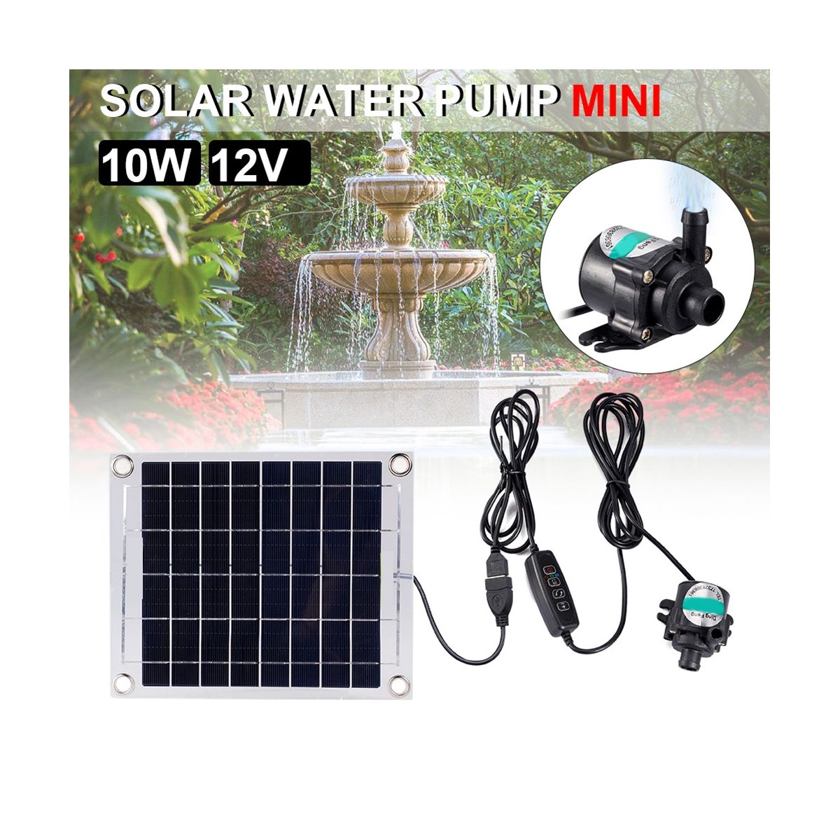 Mini Solar Water Pump 10W 12V Brushless Solar Panel Kit