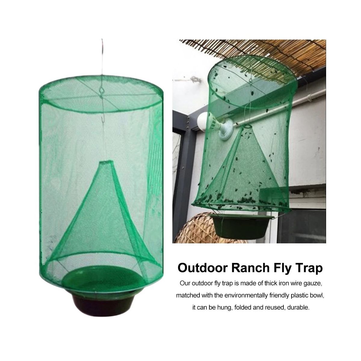8PCS Ranch Fly Traps - Reusable Fly Traps with Bait-Tray