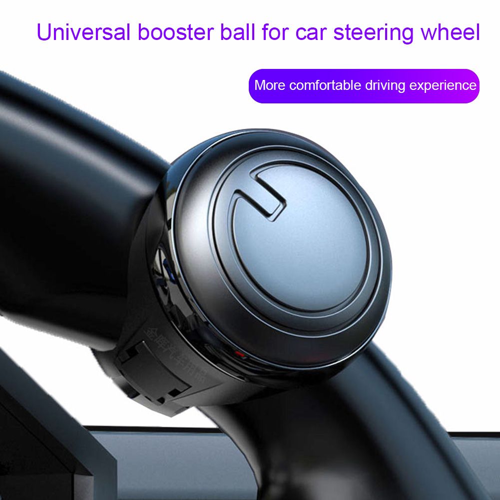 (Black)Power Handle Booster 360 Degree Rotation Helper Hand Control Steering Wheel Ball Shaped Metal Bearing Universal Fit Spinner Knob