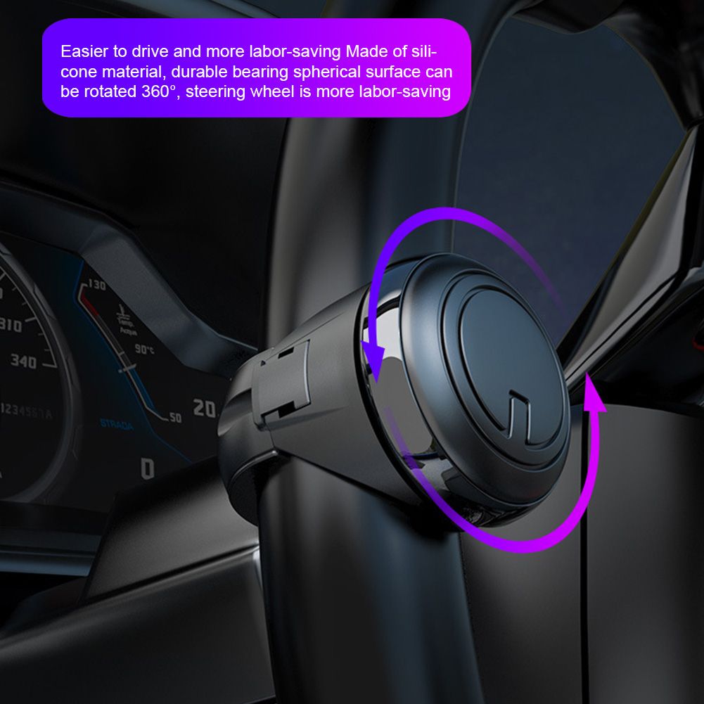 (Black)Power Handle Booster 360 Degree Rotation Helper Hand Control Steering Wheel Ball Shaped Metal Bearing Universal Fit Spinner Knob