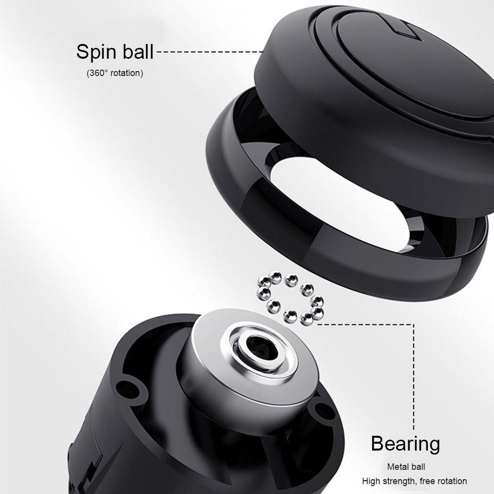 (Black)Power Handle Booster 360 Degree Rotation Helper Hand Control Steering Wheel Ball Shaped Metal Bearing Universal Fit Spinner Knob