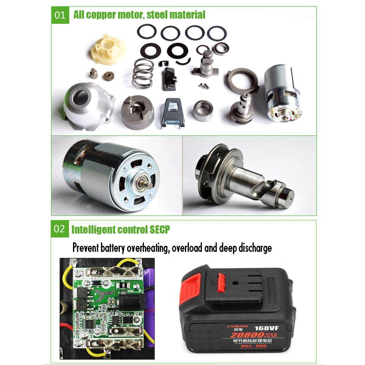 168VF 20800mAh Electric Infinitely Impact Wrench Cordless Speed Brushless Impa