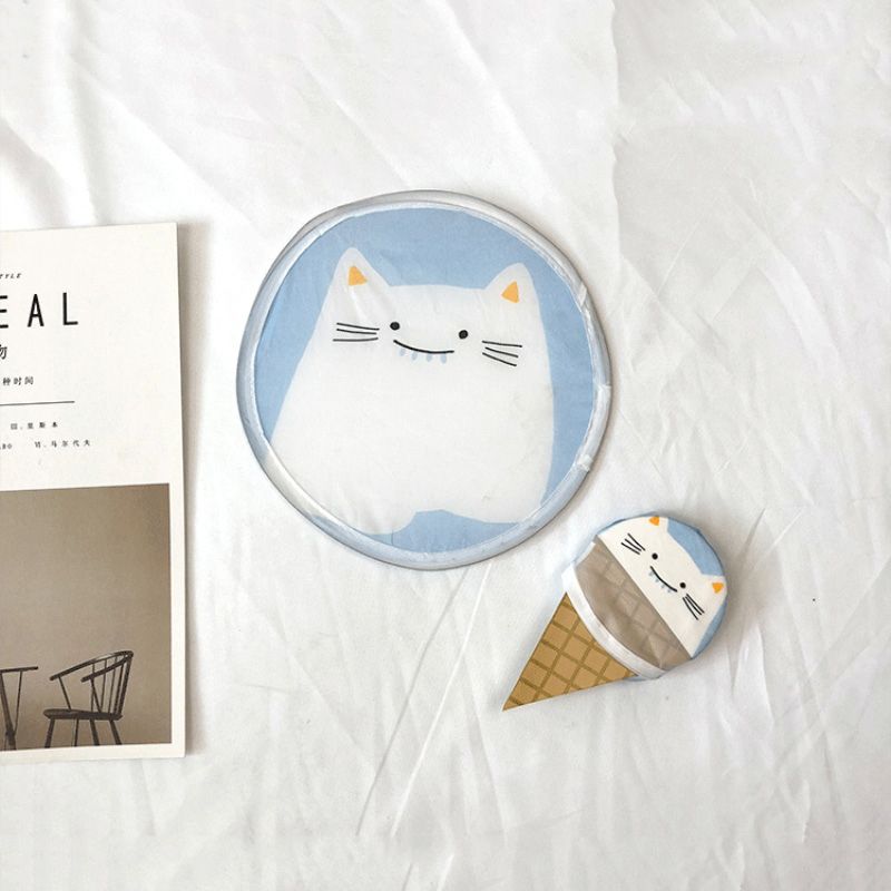 Mini Cool Round Portable Hand Gift Hand Cartoon Disk Fan Fan Nylon Party Folding Fan Summer 1PC Hand Creative Summer Fans Fans