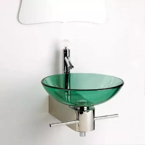 Glass Hanging Wash Hand Basin With Tap