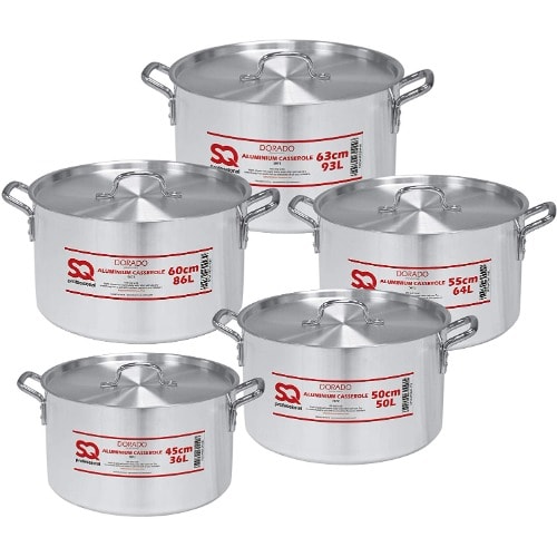 Sq Professional Galaxis Dorado Aluminium Casserole Set - 5piece With Lids 45-63cm