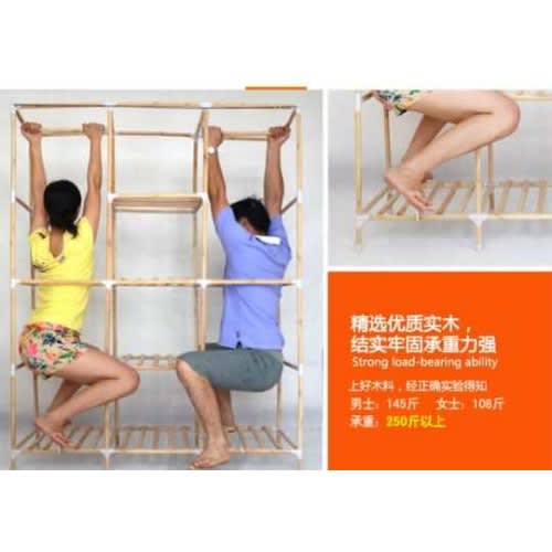 Wooden Mobile Wardrobe - 4  Column Multicompartment (white And Blue