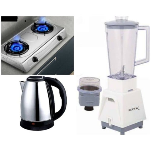 Table Top Gas Cooker With Electric Jug Kettle & Blender Bundle