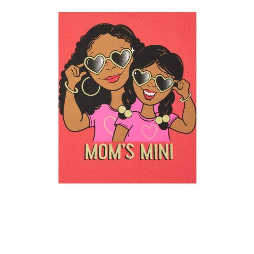 Girls Moms Mini Twinning Glitters Graphic Top- Coral