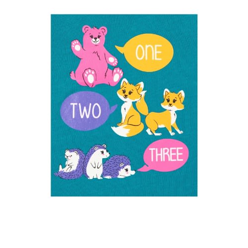 3 In 1 Girls Glitters Learning Colours Numbers & Letters Graphic Top